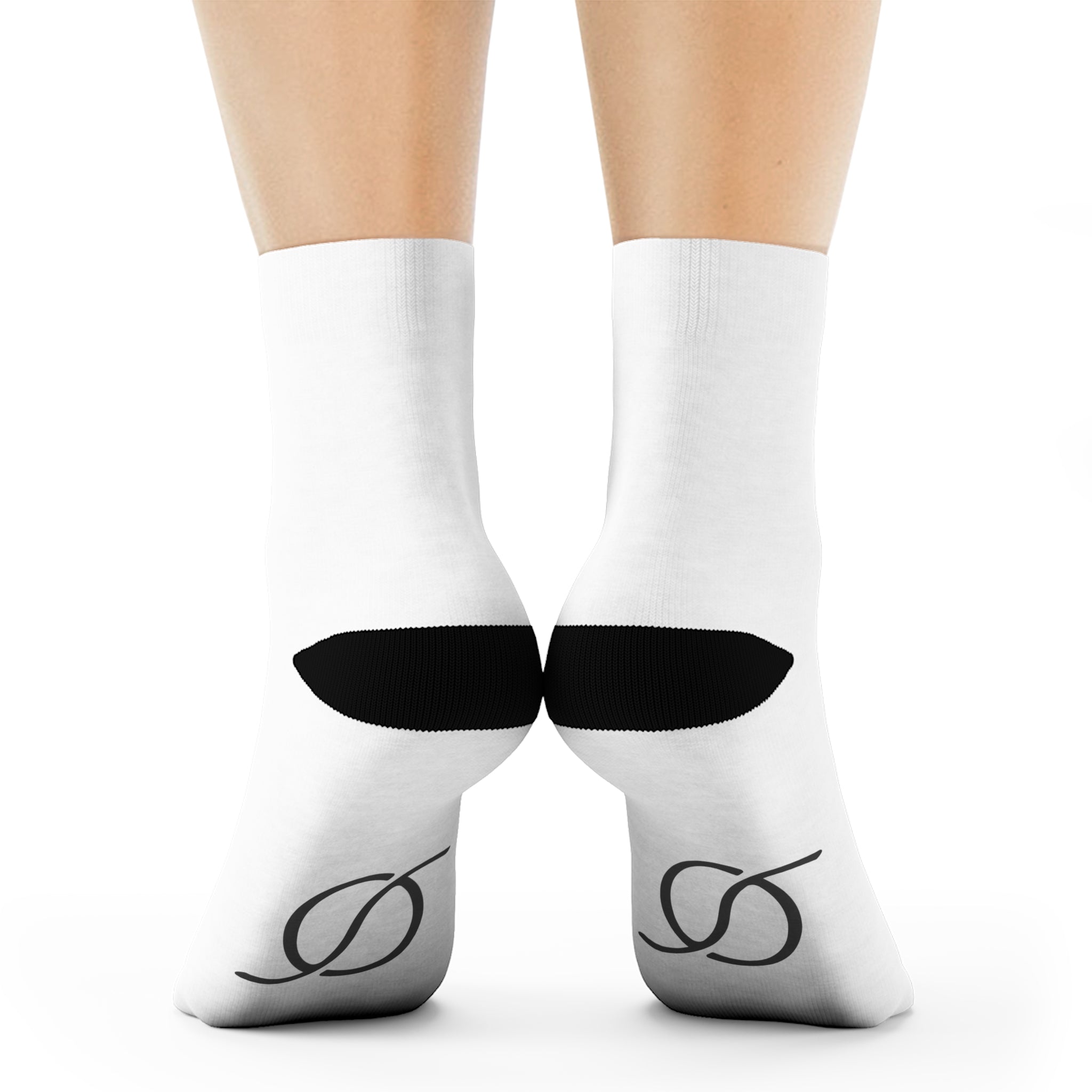 Monogram S Logo Crew Socks | Minimal Black Initial Socks