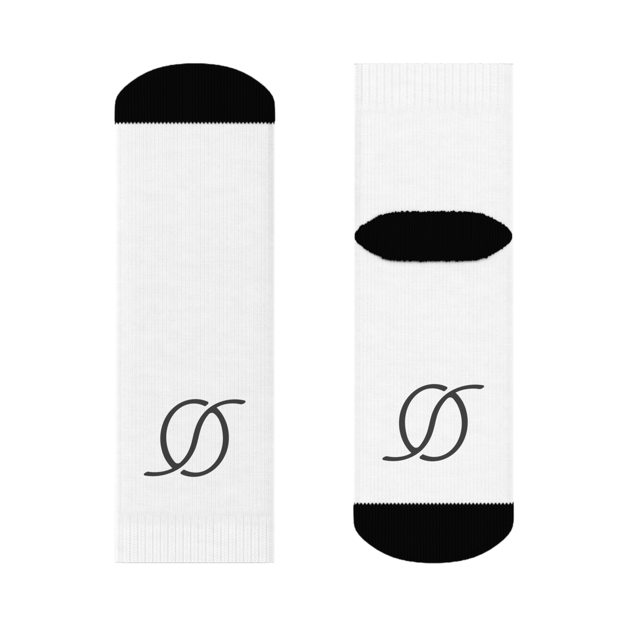 Monogram S Logo Crew Socks | Minimal Black Initial Socks