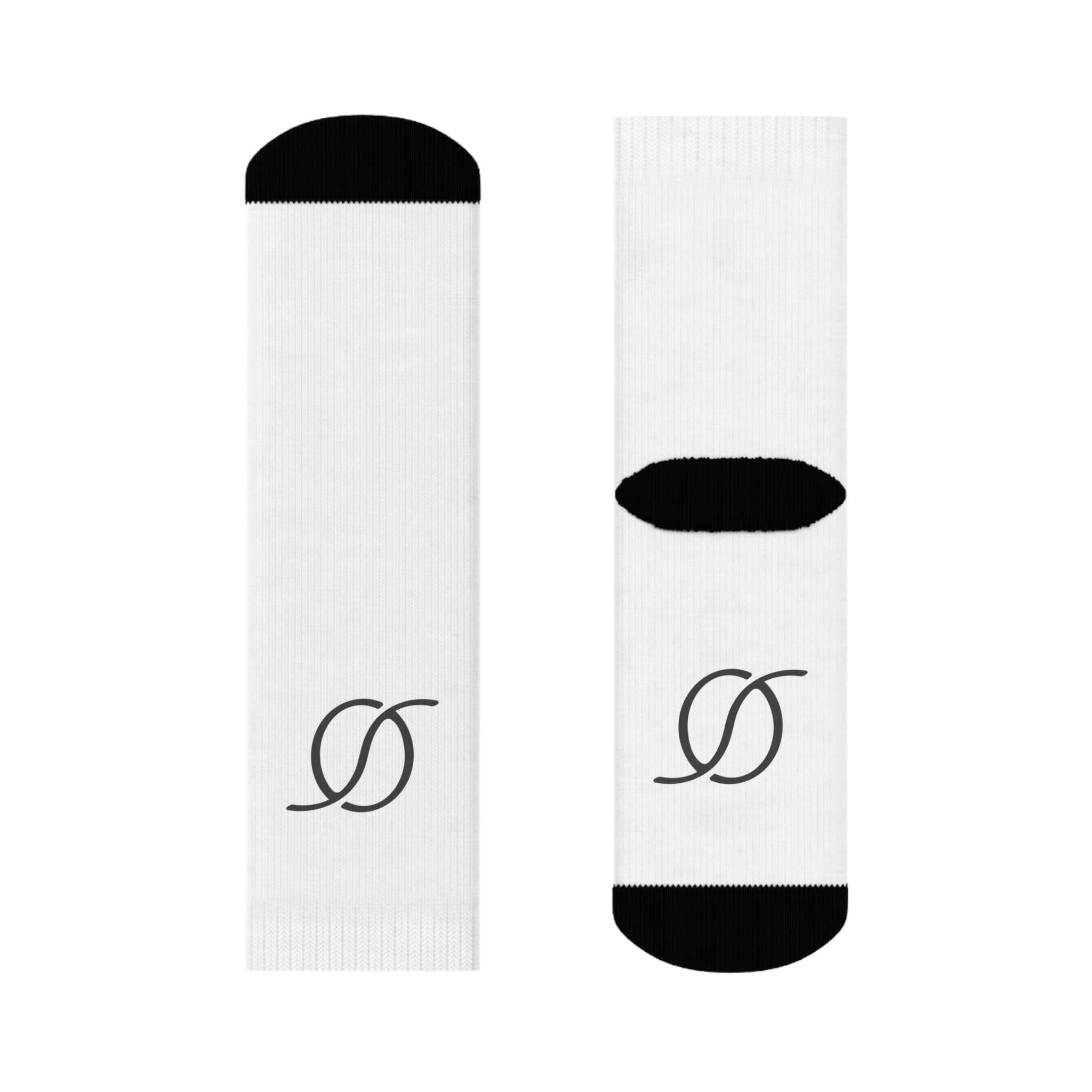 Monogram S Logo Crew Socks | Minimal Black Initial Socks