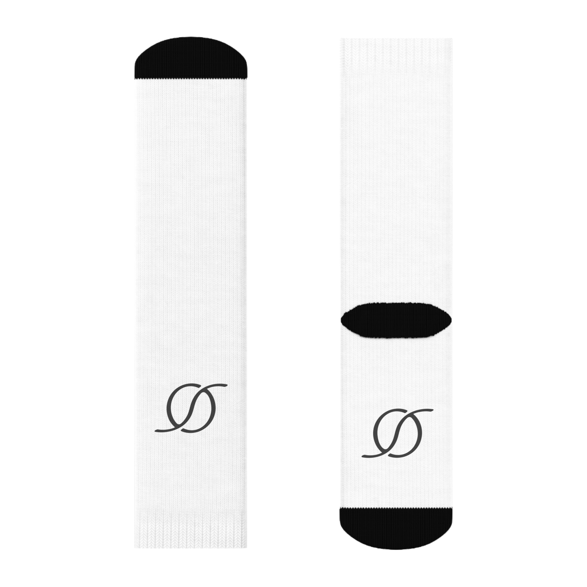 Monogram S Logo Crew Socks | Minimal Black Initial Socks