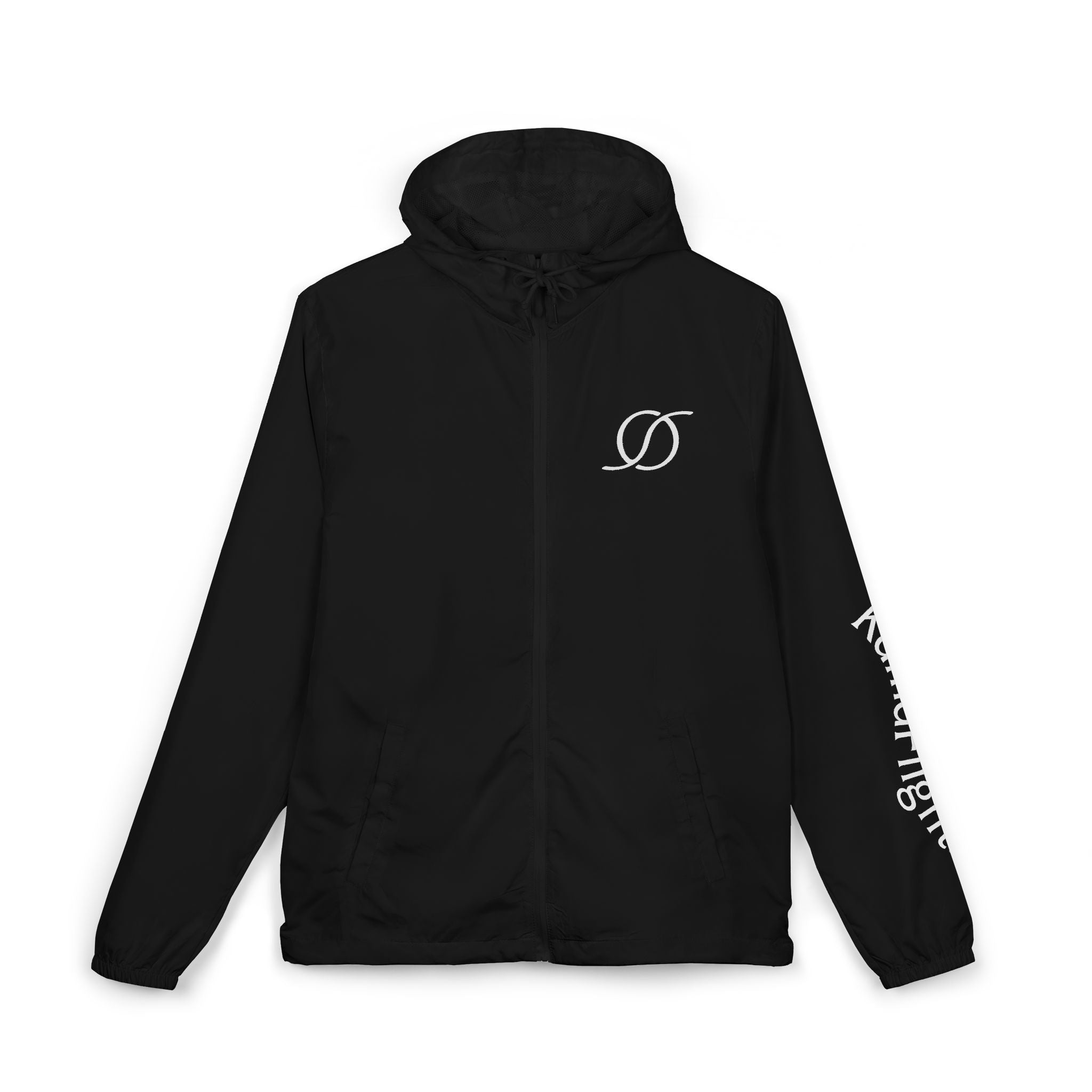 Interlocking Rings Logo Windbreaker Jacket | Sleeve Script Graphic