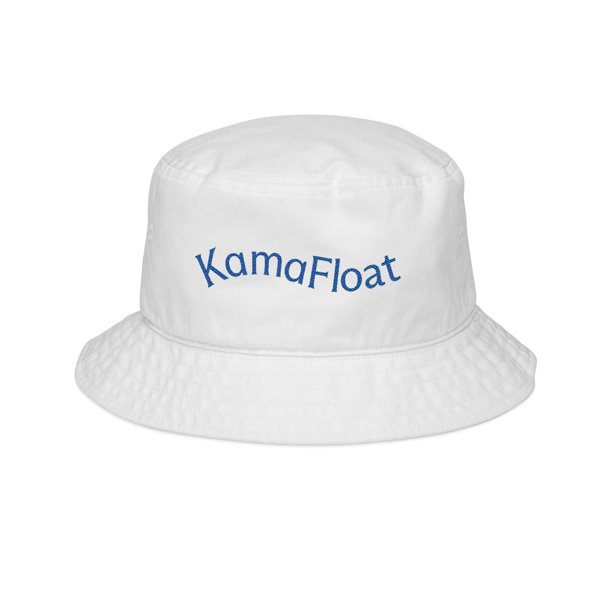 KamaFloat embroidered logo Bucket Hat | white, casual sun hat