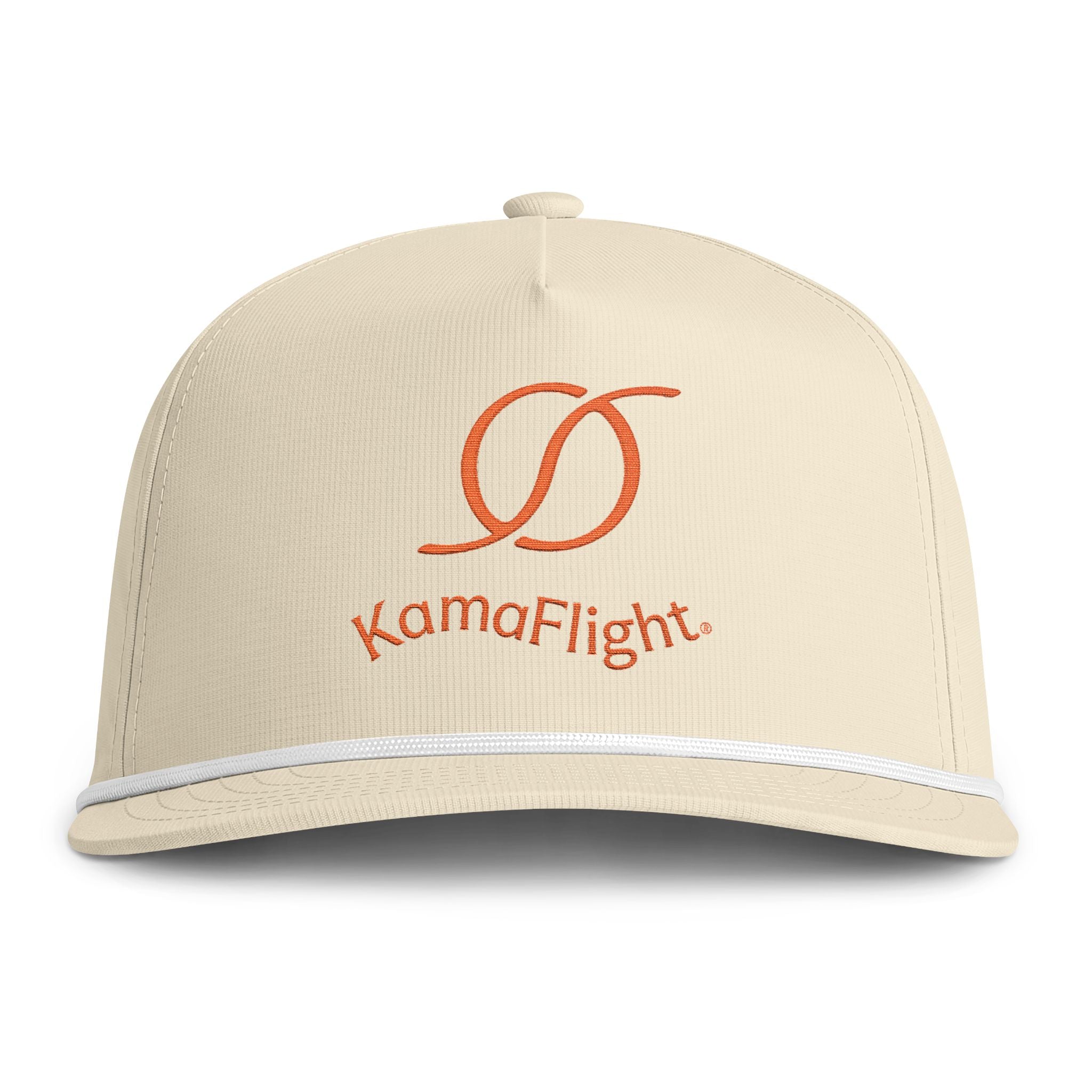 KamaFlight Rope Logo Cap | Sunwashed cream embroidered trucker hat